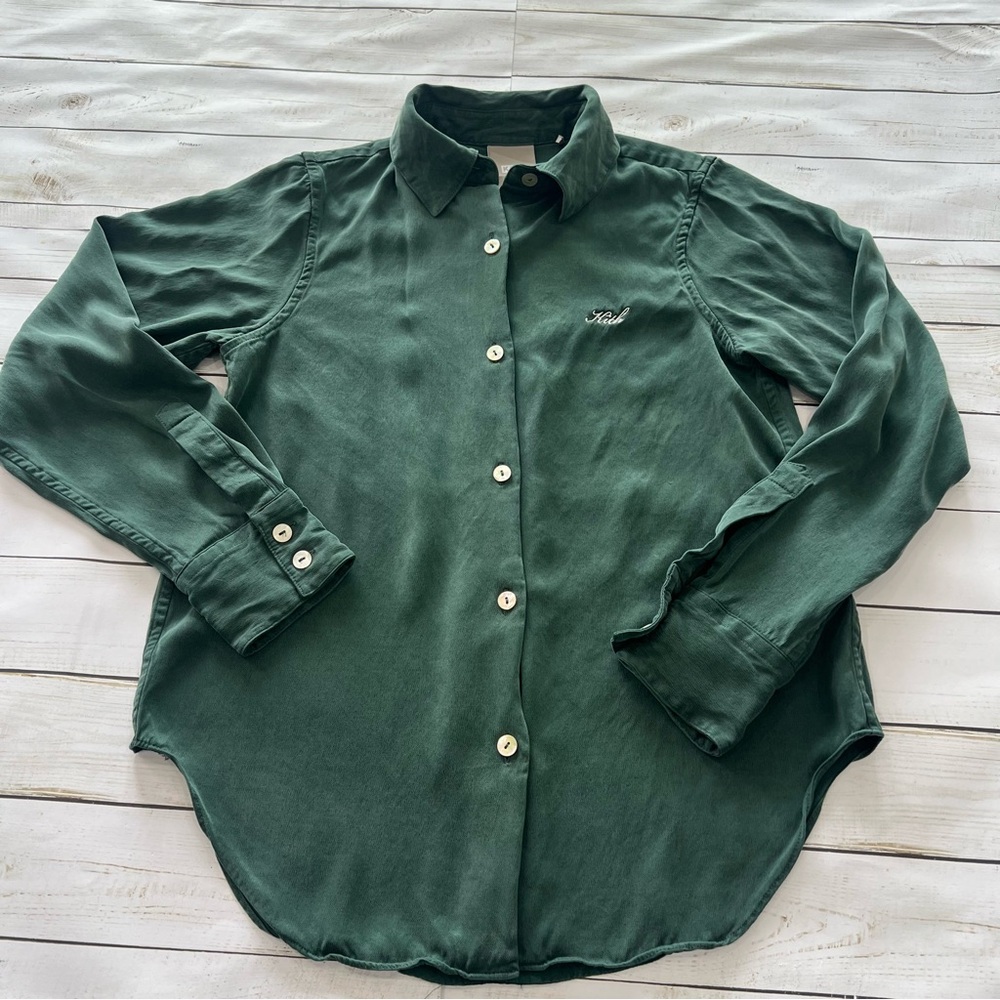 Kith Green Women's Rosewood Sz S Button-Down Shirt Color "Stadium"
